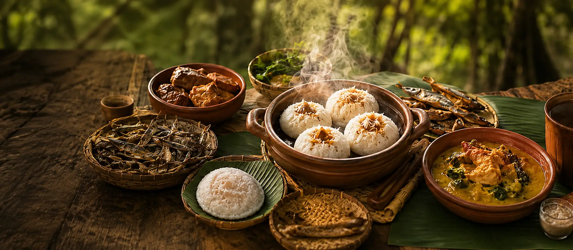 ঐতিহ্যবাহী গ্রামীণ খাবার — ভাপা পিঠা, শুটকি ও দেশি তরকারি